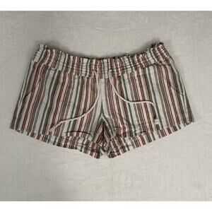 Roxy Striped Oceanside Beach Shorts Size Large Linen Blend Surf Coastal Resort